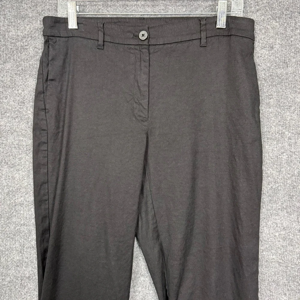 J Jill Pants Womens‎ 10 Tall Black Linen Blend Stretch Straight Leg Crop Beach